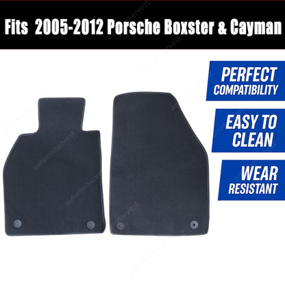 Replacement Velour Floor Mats Carpet 2Pcs For 2005-2012 Porsche Boxster & Cayman