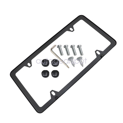 For BMW 82120010399 License Plate Frame Stainless Steel BLACK SLIMLINE