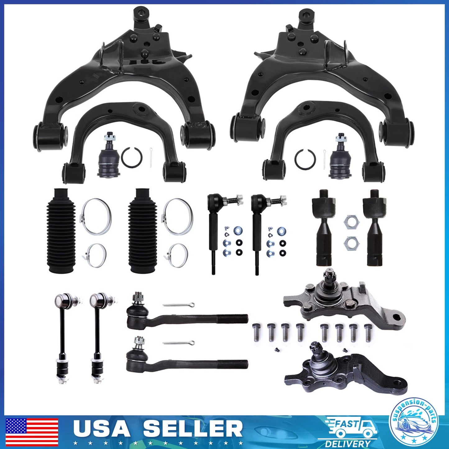 Fits 96-2002 Toyota 4Runner Front Upper & Lower Control Arms Tie Rods Sway Bars