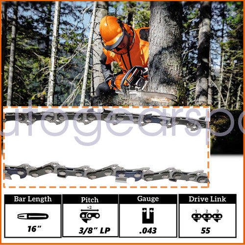 6 Pack Chainsaw Chain For Stihl MS170 MS180 017 019 023 16 Inch .043 3/8 LP 55DL