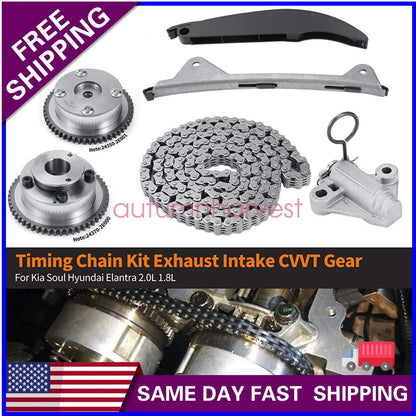 Engine Timing Chain Kit Camshaft Phaser For Hyundai/Kia 1.8L / 2.0L Elantra Soul