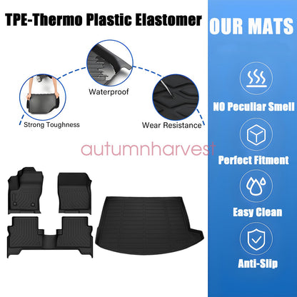 2013-2019 For Ford Escape TPE Front & Rear Floor Mats & Trunk Cargo Liners 4Pcs
