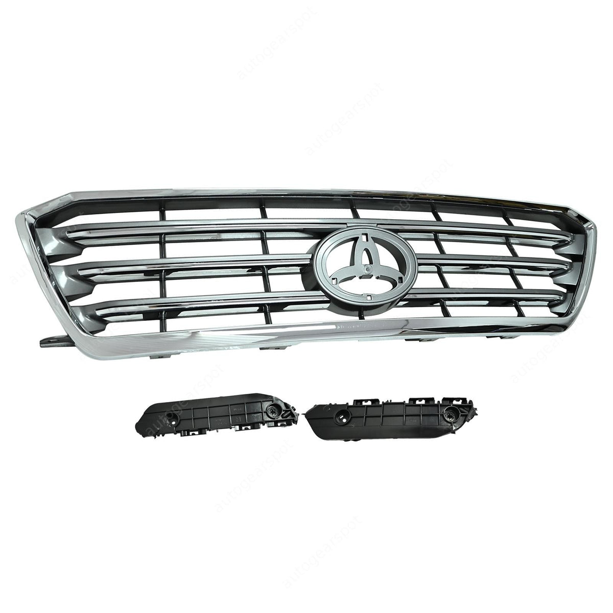 Front Upper Chrome Grille W/ Pair Bumper Bracket For 2008-2010 Toyota Highlander