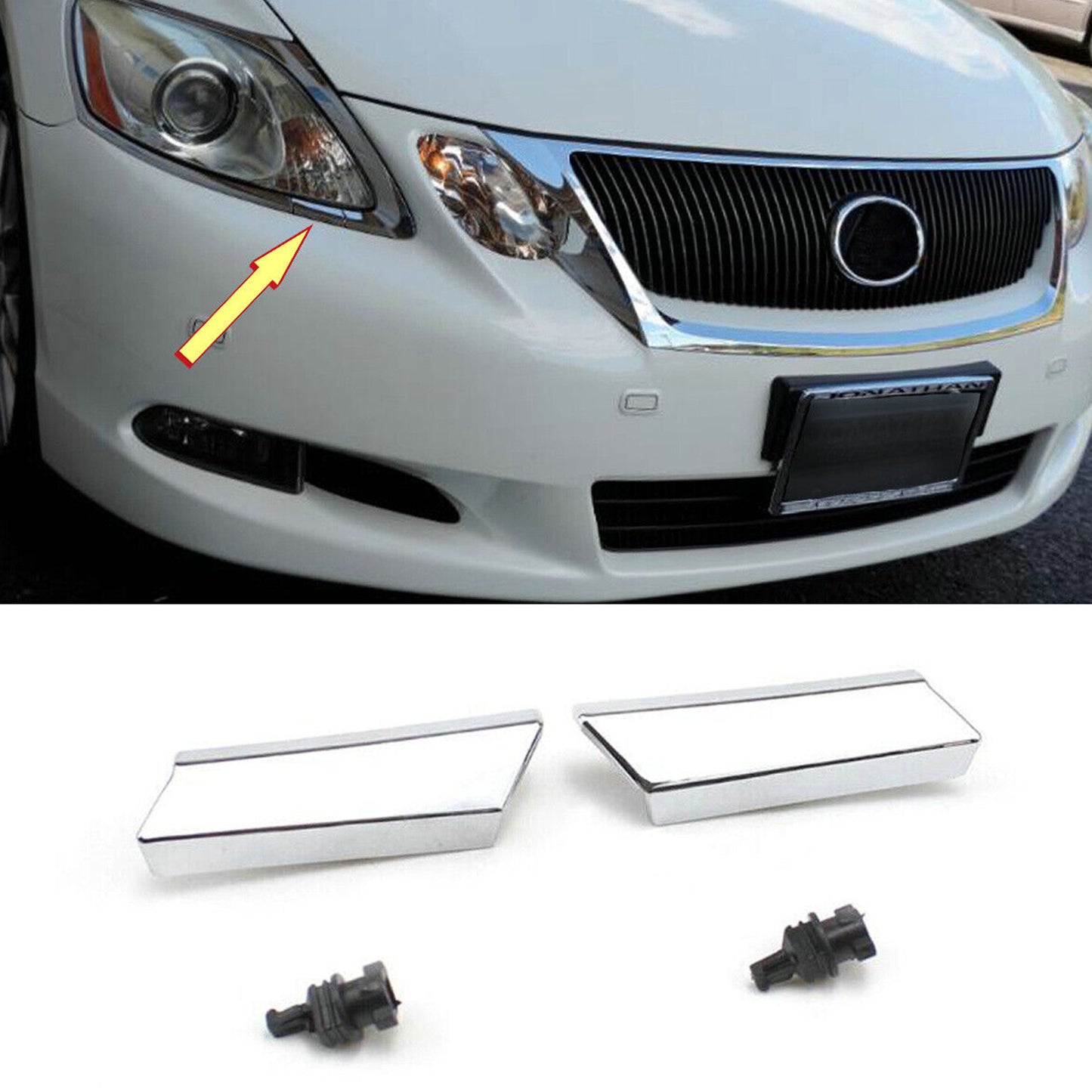 Right+Left Headlight Washer Nozzle Cover Chrome For LEXUS GS300 GS350 2006-2011