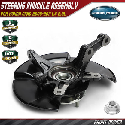 Front Left Steering Knuckle & Hub Bearing Fits Honda Civic 2010 2011 L4 2.0L