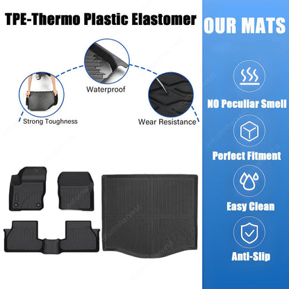 TPE Floor Mats+Trunk Cargo Liner For 2012-2018 Ford Focus Sedan All-Weather Set