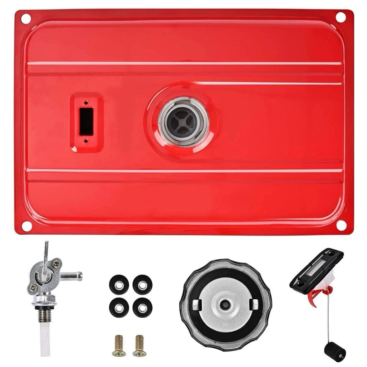 5 Gallon Universal Generator Gas Tank Fuel Valve Chrome Cap 18.9 Liters Red New