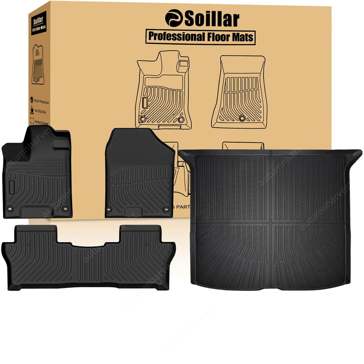 Floor Mats Trunk Cargo Liner 3D For 2019-2025 Honda Passport All Weather TPE