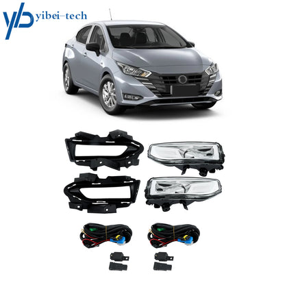 Pair For 2023 24 Nissan Versa Halogen Fog Light w/ Bezel Harness & Switch