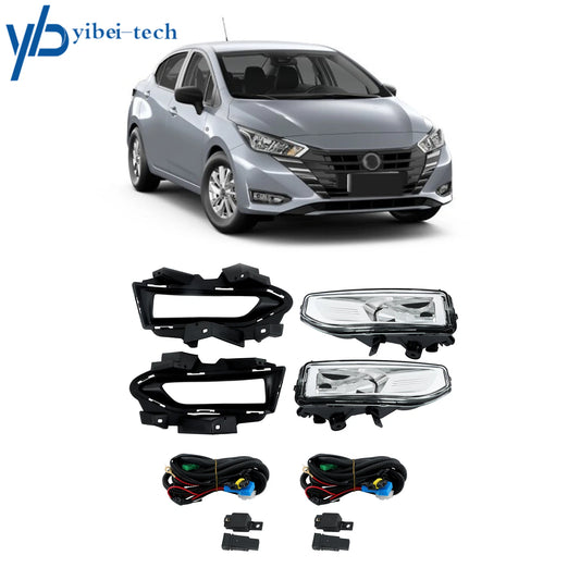 Pair For 2023 24 Nissan Versa Halogen Fog Light w/ Bezel Harness & Switch