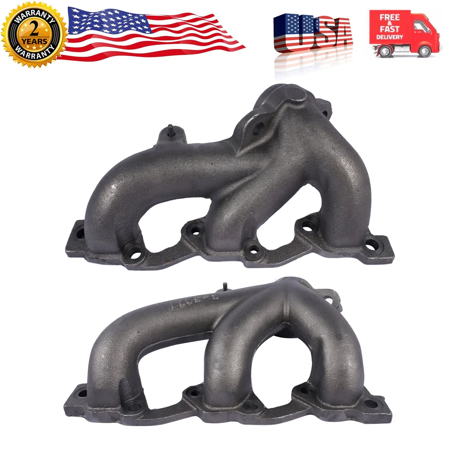 2X Exhaust Manifolds Left & Right 4666026AA 4666026AB for Jeep Wrangler JK 3.8L