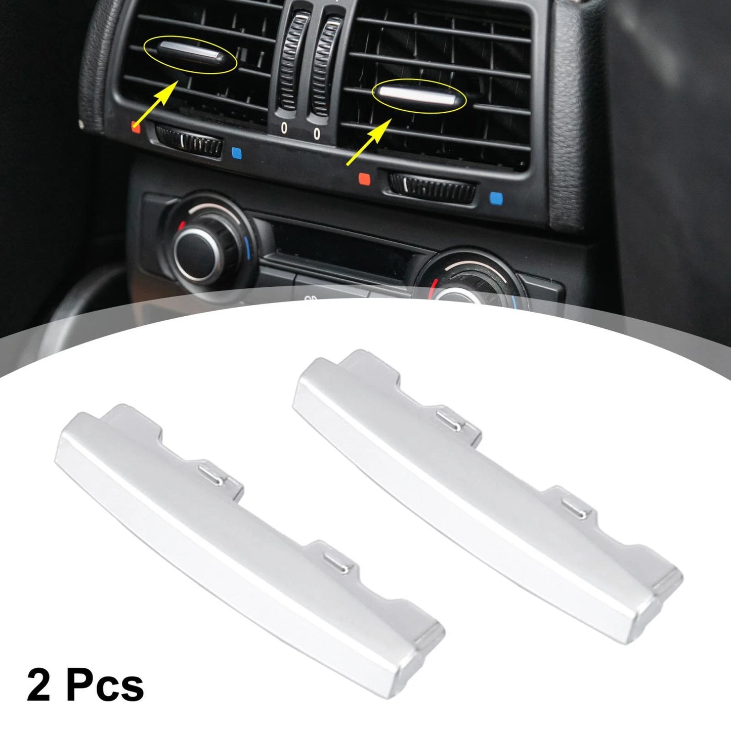 2Pcs For BMW X5 X6 F15 F16 Front AC Air Vent Outlet Tab Clip Chrome Plated Trims