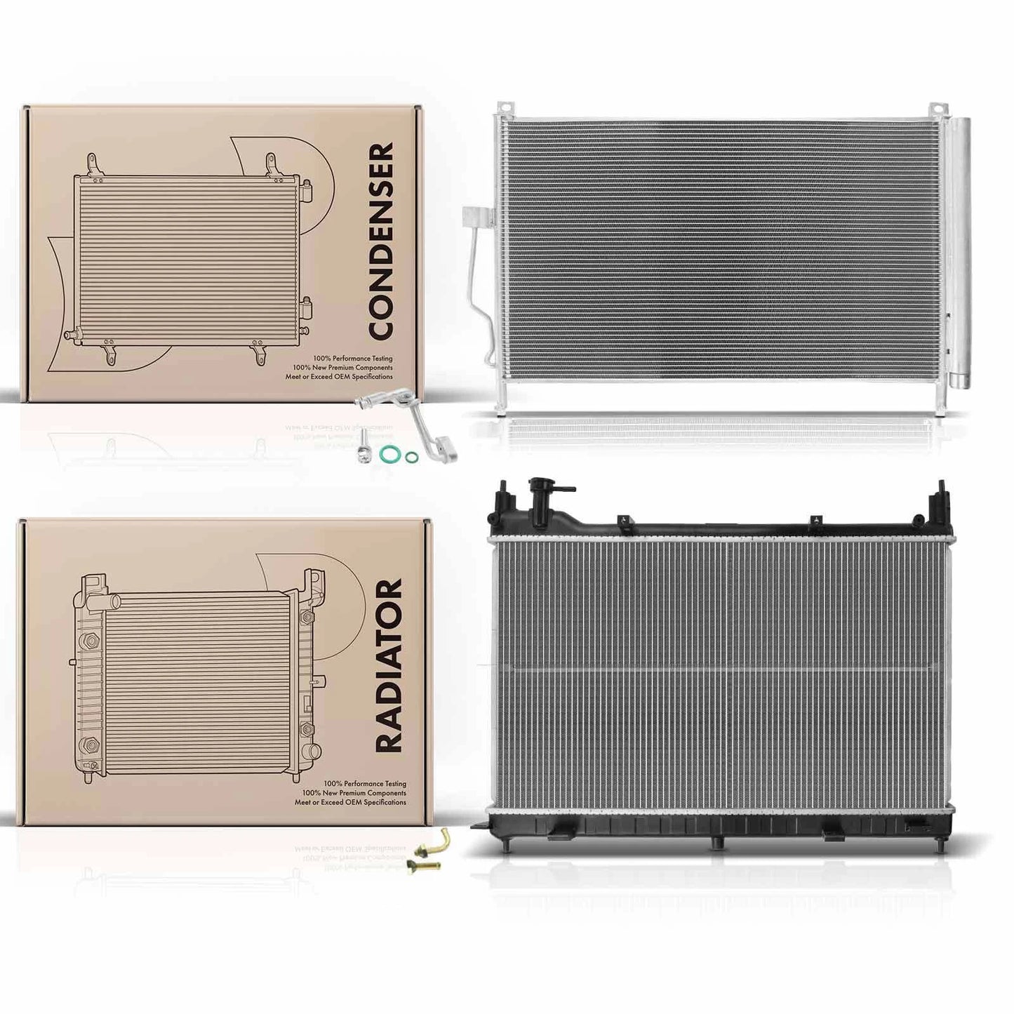 For Nissan Murano 15-19 3.5L Auto Trans.Engine Coolant Radiator & AC Condenser