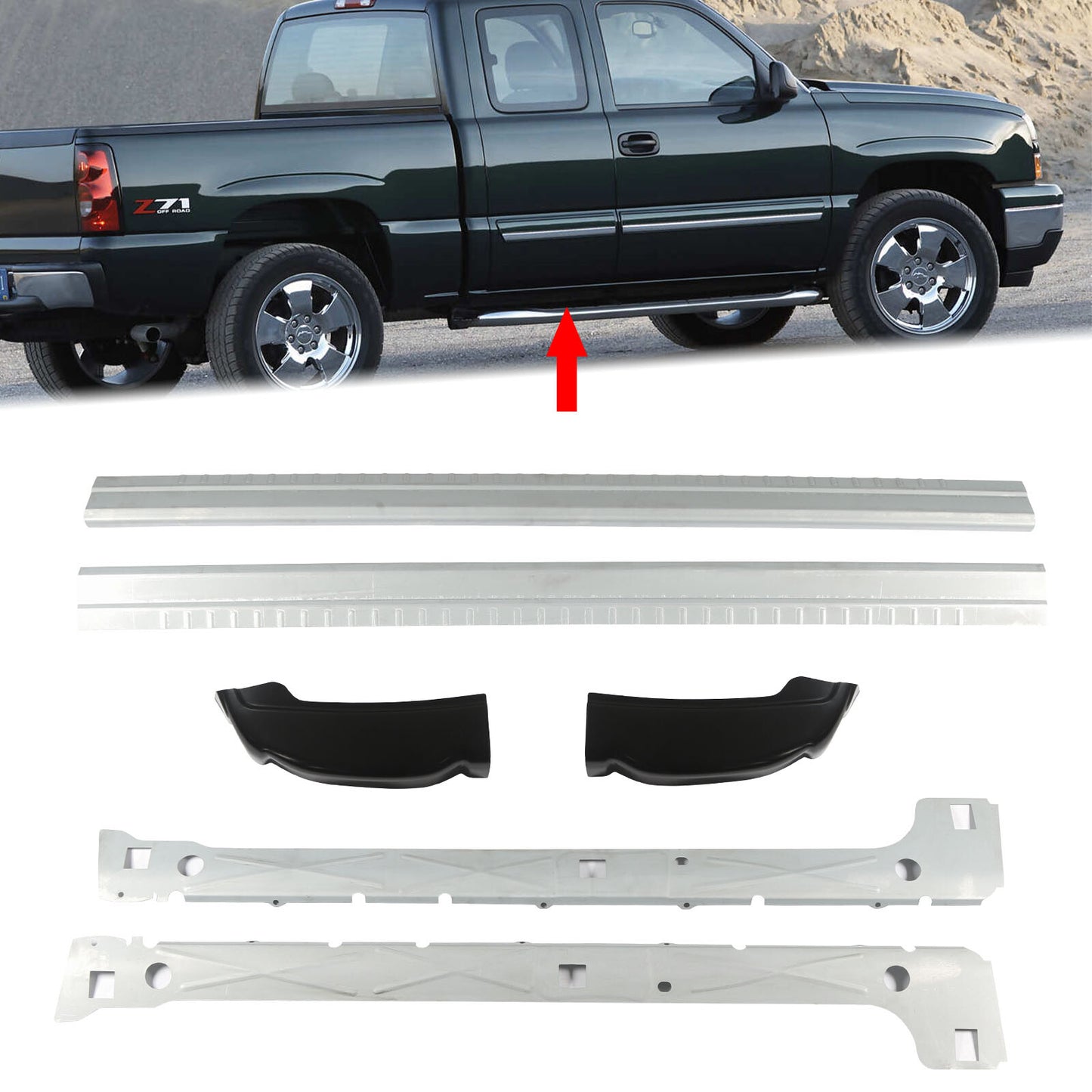 Inner & Outer Rocker Panels and Cab Corner For Silverado Sierra 1500 1999-2007