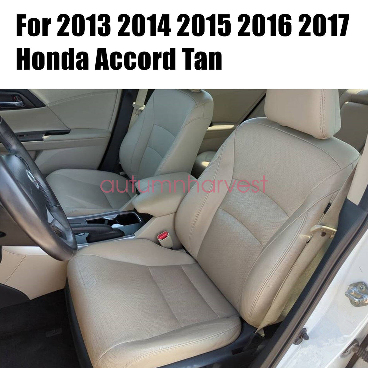 Fits Honda Accord 2013-2017 Front Passenger Bottom & Top Leather Seat Cover Tan