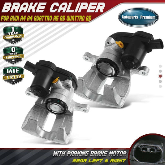 For Audi A4 A5 Q5 09-12 Rear Left & Right 2x Brake Caliper with Parking Actuator