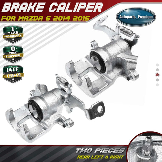 2x Rear Left & Right Brake Calipers w/1 Piston for Mazda 6 2014 2015 L4 2.5L