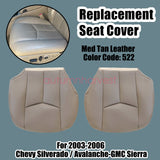 For 2003-2006 Chevy Silverado GMC Sierra Leather Bottom Seat Cover Tan 522 Front
