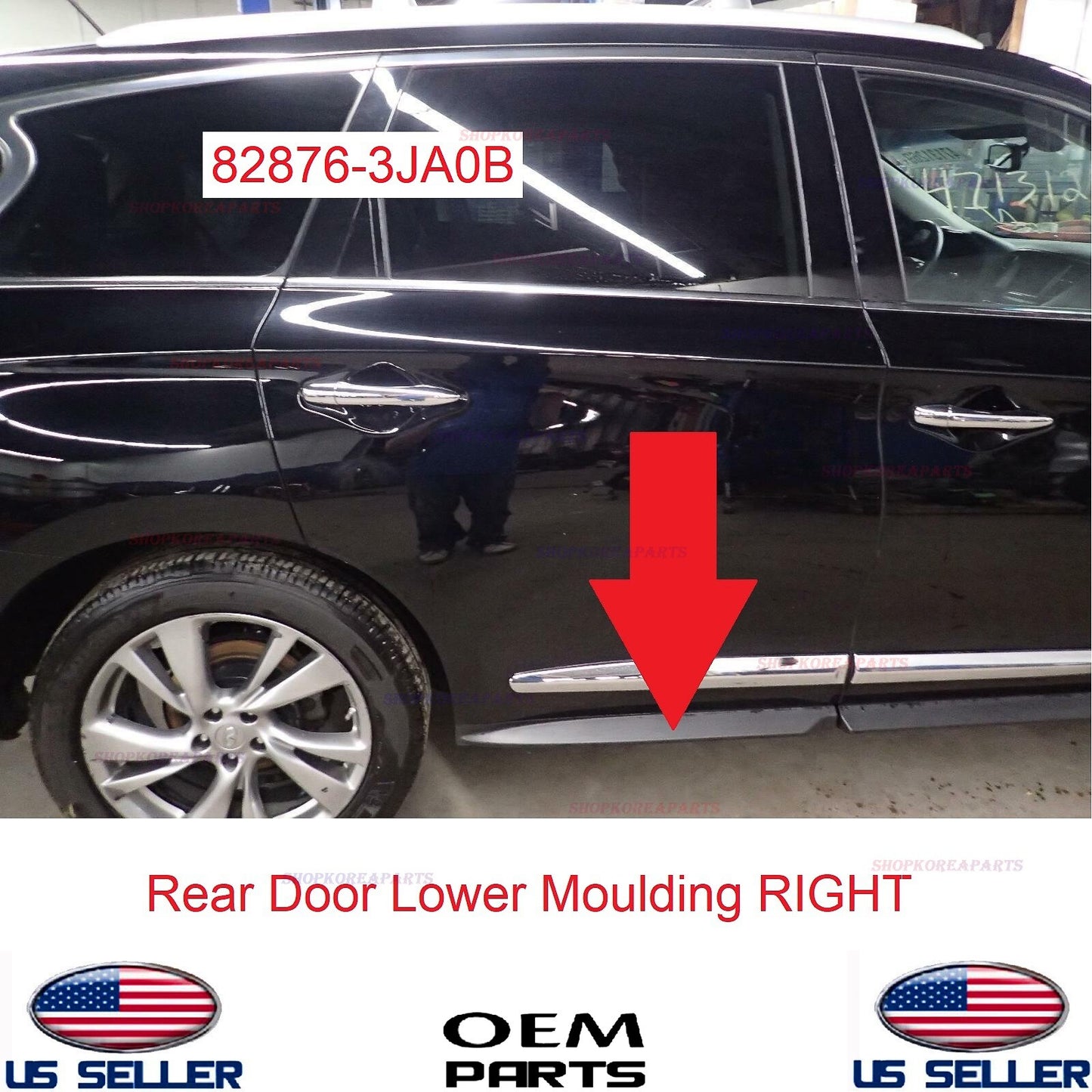 For Infiniti JX35 2013 QX60 2014-2017 Rear Right Lower Door Moulding 82876-3JA0B