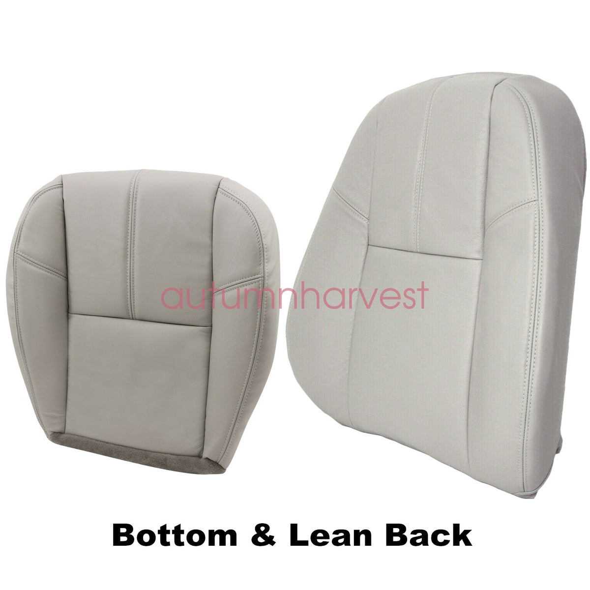 For 2007-2014 Silverado Sierra Yukon Leather Bottom-Back Top Seat Cover Gray 833