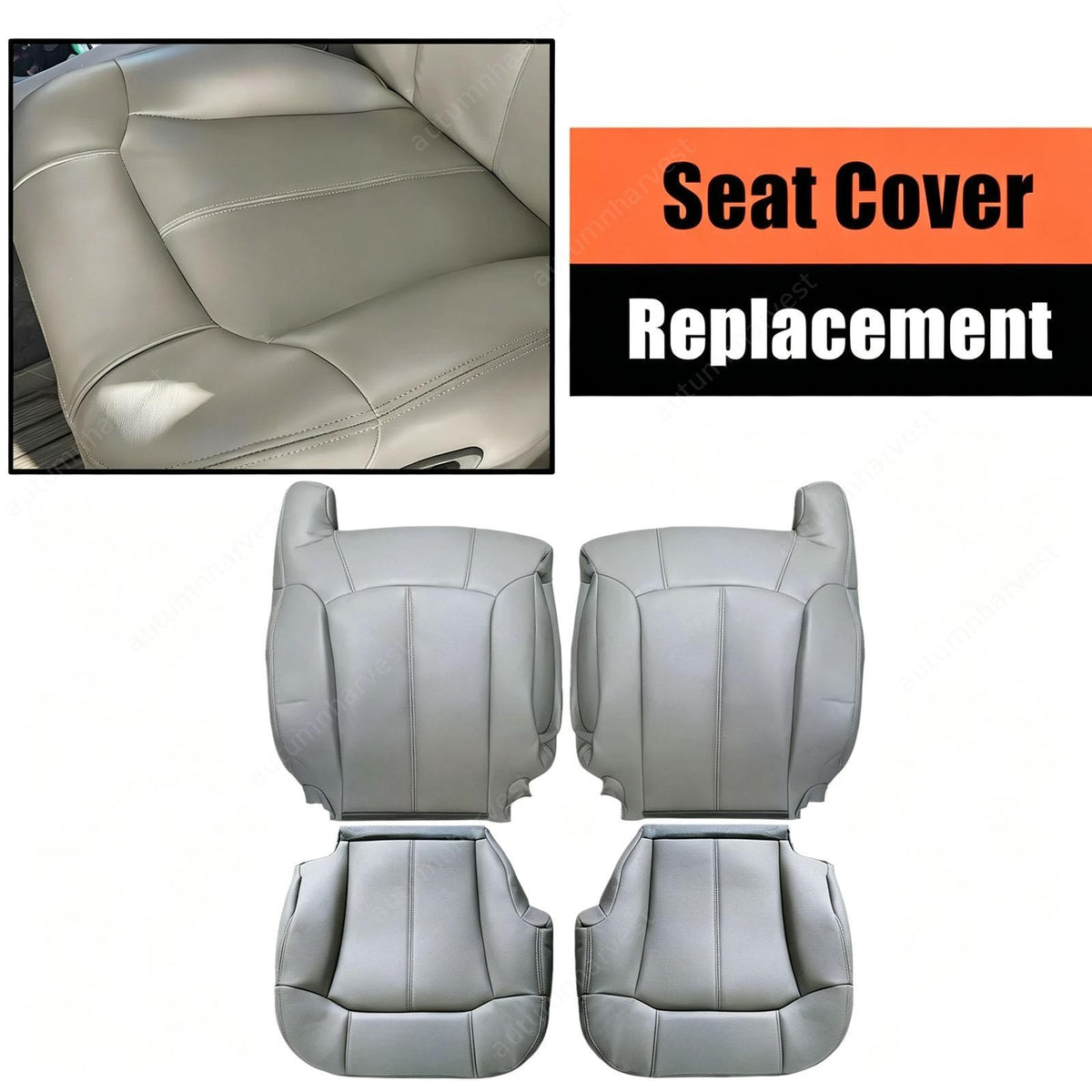 For 1999 2000 2001 2002 Chevy Silverado Suburban Tahoe Seat Cover Pewter Gray