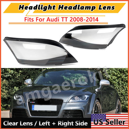 Headlight Lens Shell For 2008-14 Audi TT Roadster Front Lamp Cover Left & Right
