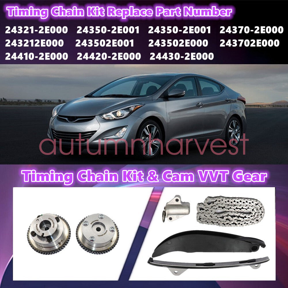 Engine Timing Chain Kit Camshaft Phaser For Hyundai/Kia 1.8L / 2.0L Elantra Soul