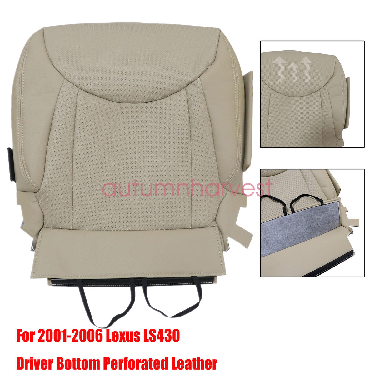 Left Driver Bottom Perforated Leather Cover Tan For 2001 2002-2006 Lexus LS430