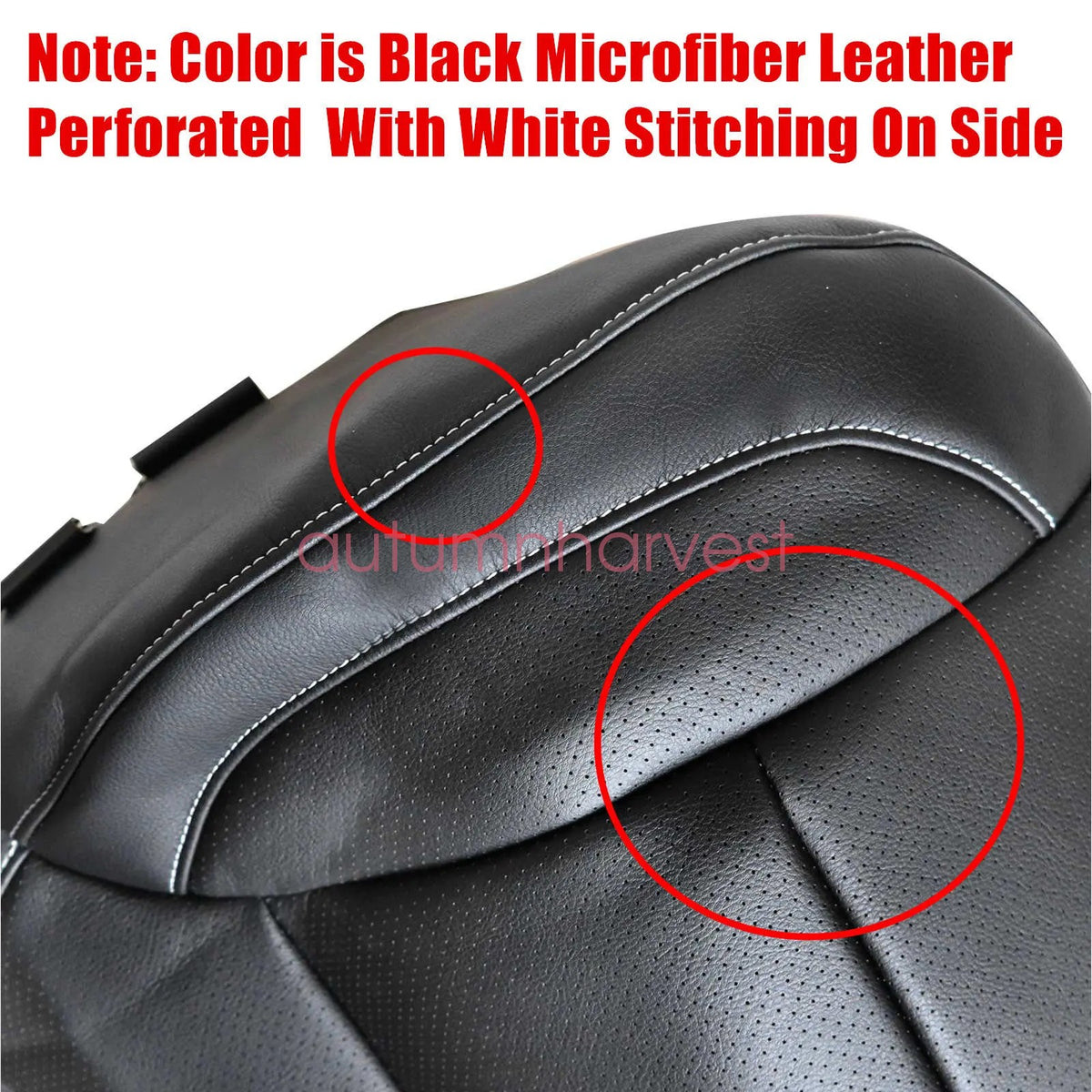 For 14-2019 Chevy Silverado 1500 Passenger Bottom & Top Leather Seat Cover Black