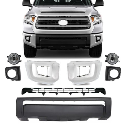 Set of Front Bumper Cover Lower Grille Cap Fog Light for Toyota Tundra 2014-2021