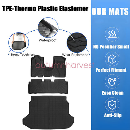 TPE Floor Mats & Trunk Cargo Liner 3D Black For 2002-2006 Honda CR-V All Weather