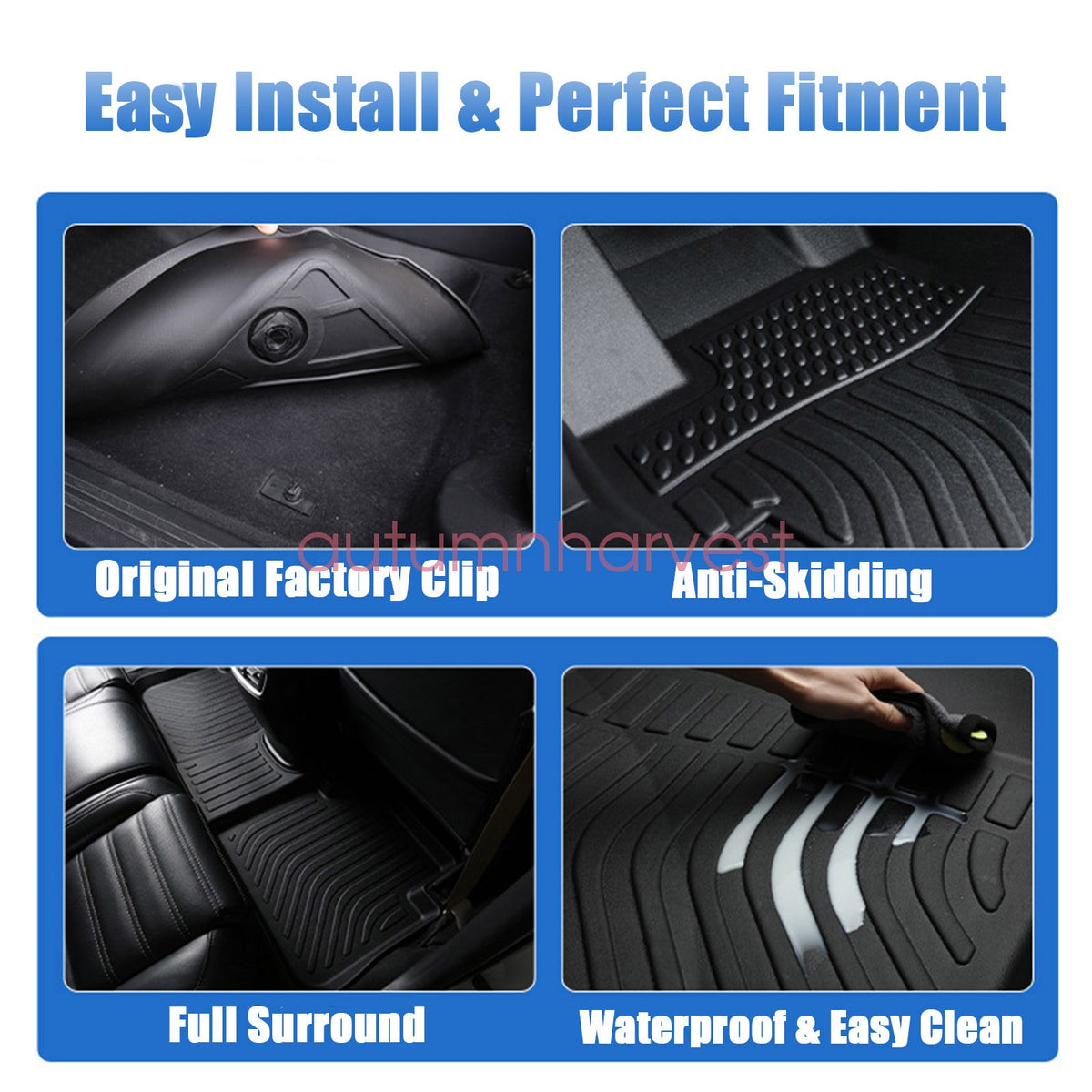2013-2019 For Ford Escape TPE Front & Rear Floor Mats & Trunk Cargo Liners 4Pcs