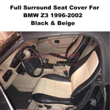 For BMW Z3 1996-2002 BLACK/BEIGE Driver & Passenger Seat Covers Full Surround