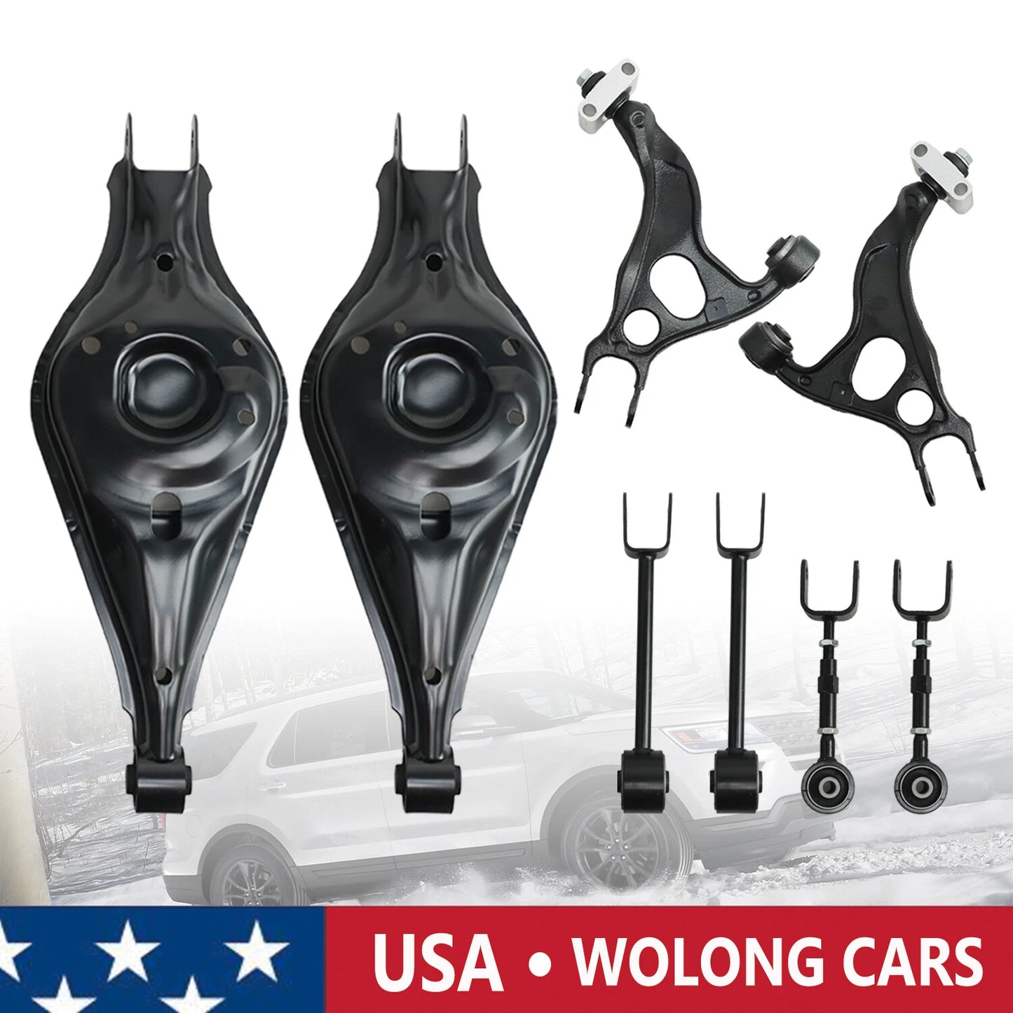 8Pcs For Ford Explorer 2011-2019 Rear Suspension Arms w/ Bushings Upper & Lower