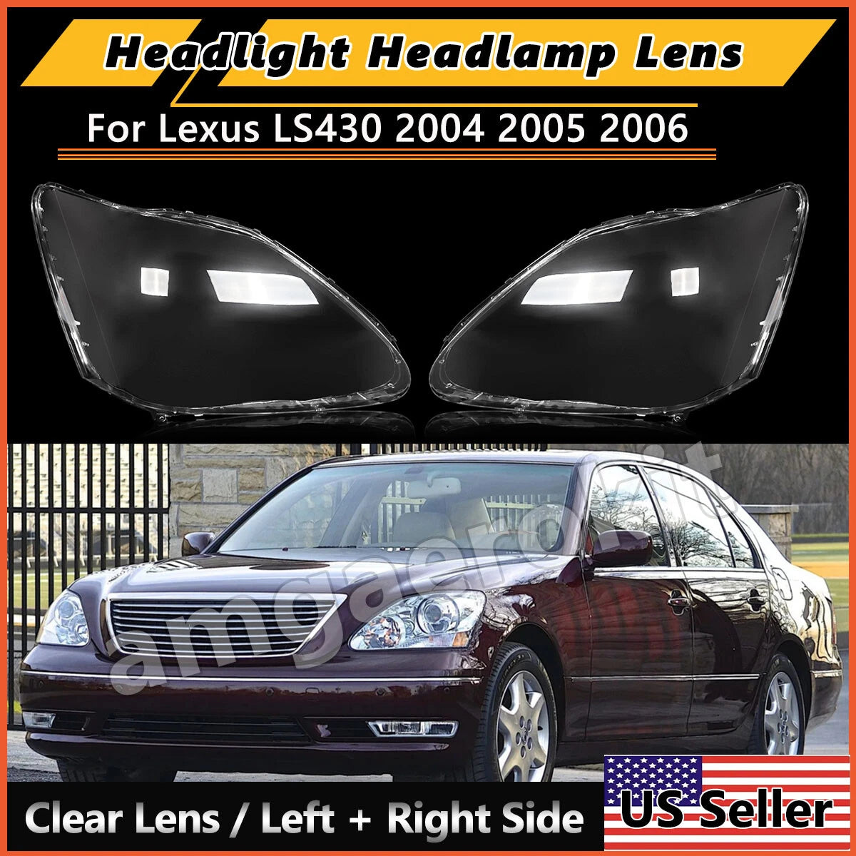 For 2004-2006 Lexus LS430 L&R Front Headlight Lens Cover Shell Cap NEW