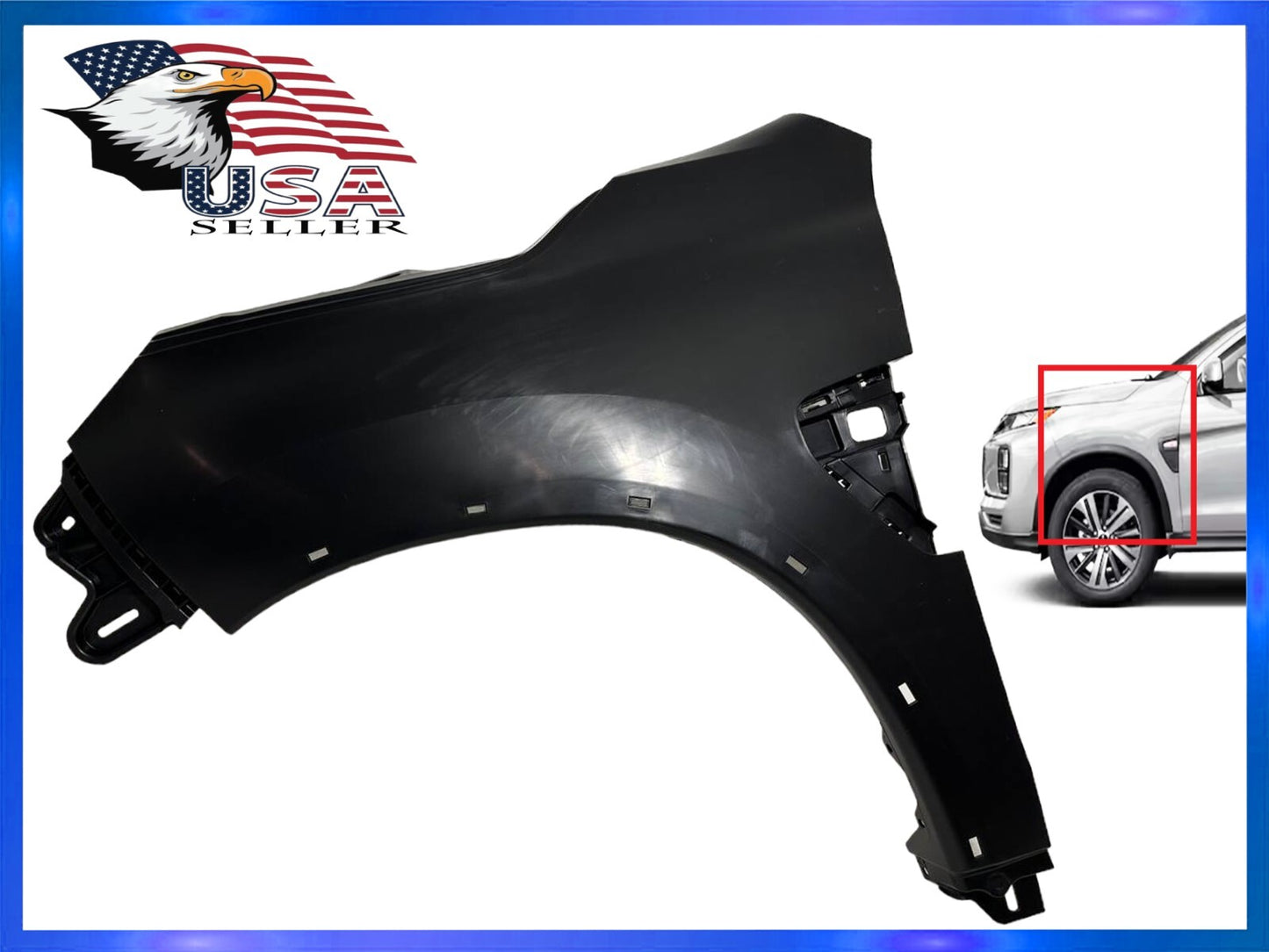 Black LH Front Fender Panel Driver Side Fits 2020-23 Mitsubishi Outlander Sport