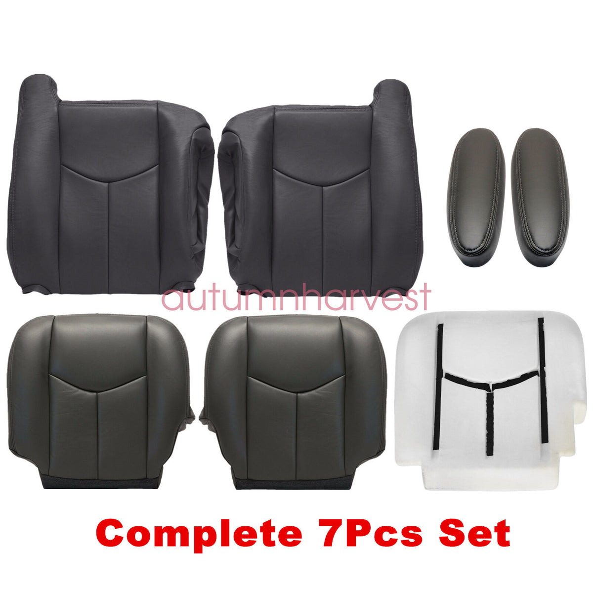 Front Seat Cover & Foam Cushion For 2003-06 Chevy Silverado Avalanche Dark Gray