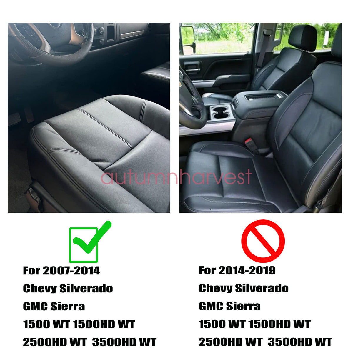 For 2007-2014 Chevy Silverado 2500 3500HD Driver Bottom&Foam Seat Cover Dk Gray