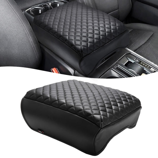 Fits Ford F150 21-23 Black Leather Console Lid Armrest Cover Protector Cushion
