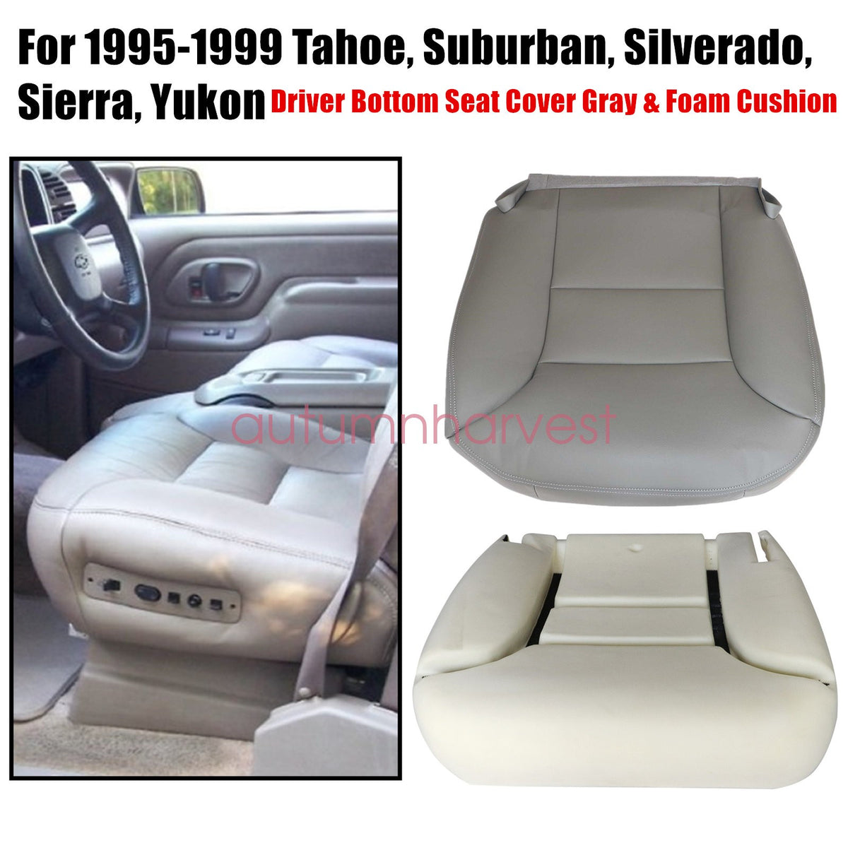 For Chevy Tahoe 1995-99 Driver & Passenger Side Seat Cover & Driver Foam Cushion