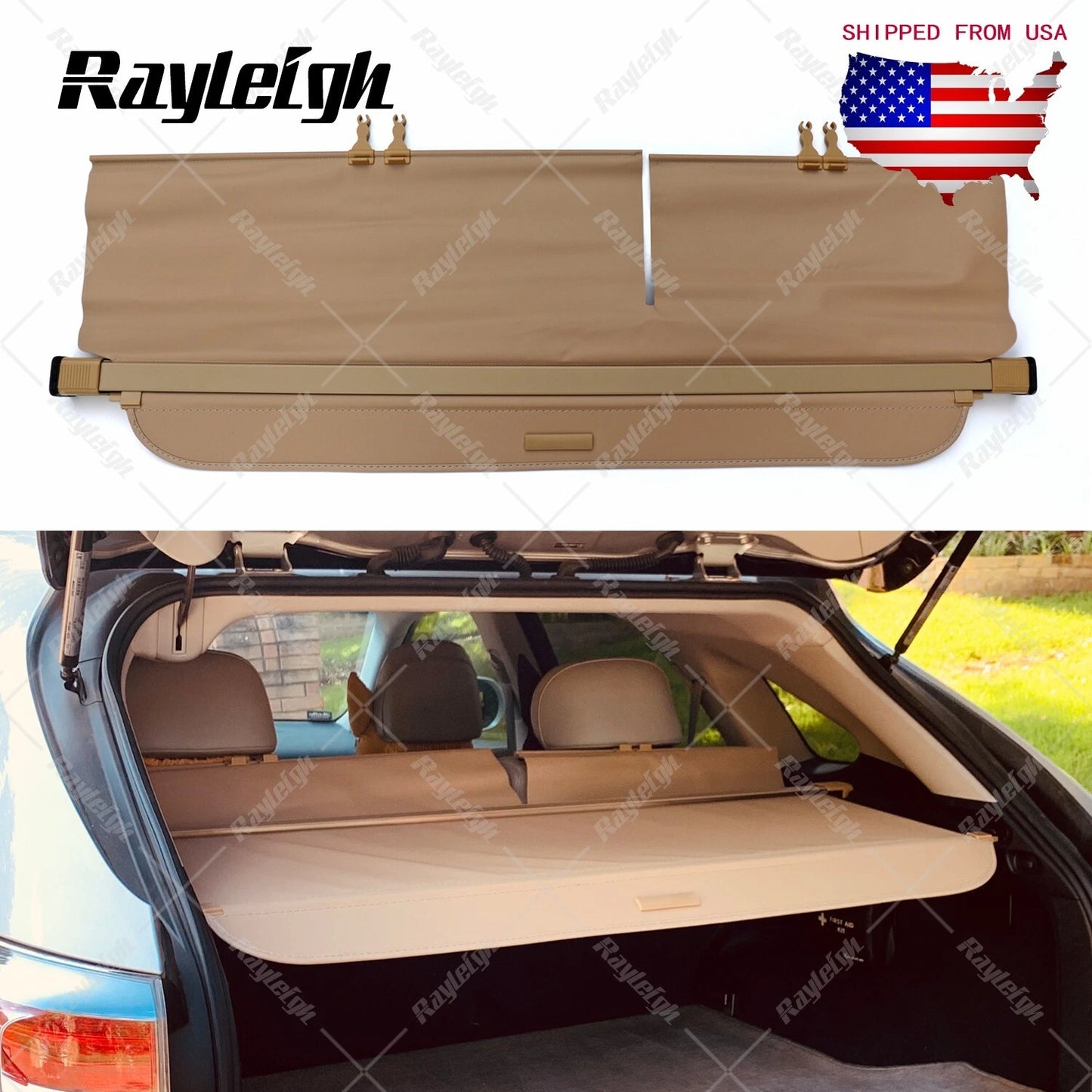 Fit For 2010-15 Lexus RXBeige Retractable Trunk Shade Cargo Cover Luggage Shield