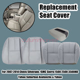 Fits 2007-2014 Chevy Silverado Driver & Passenger Bottom & Top Seat Cover Gray