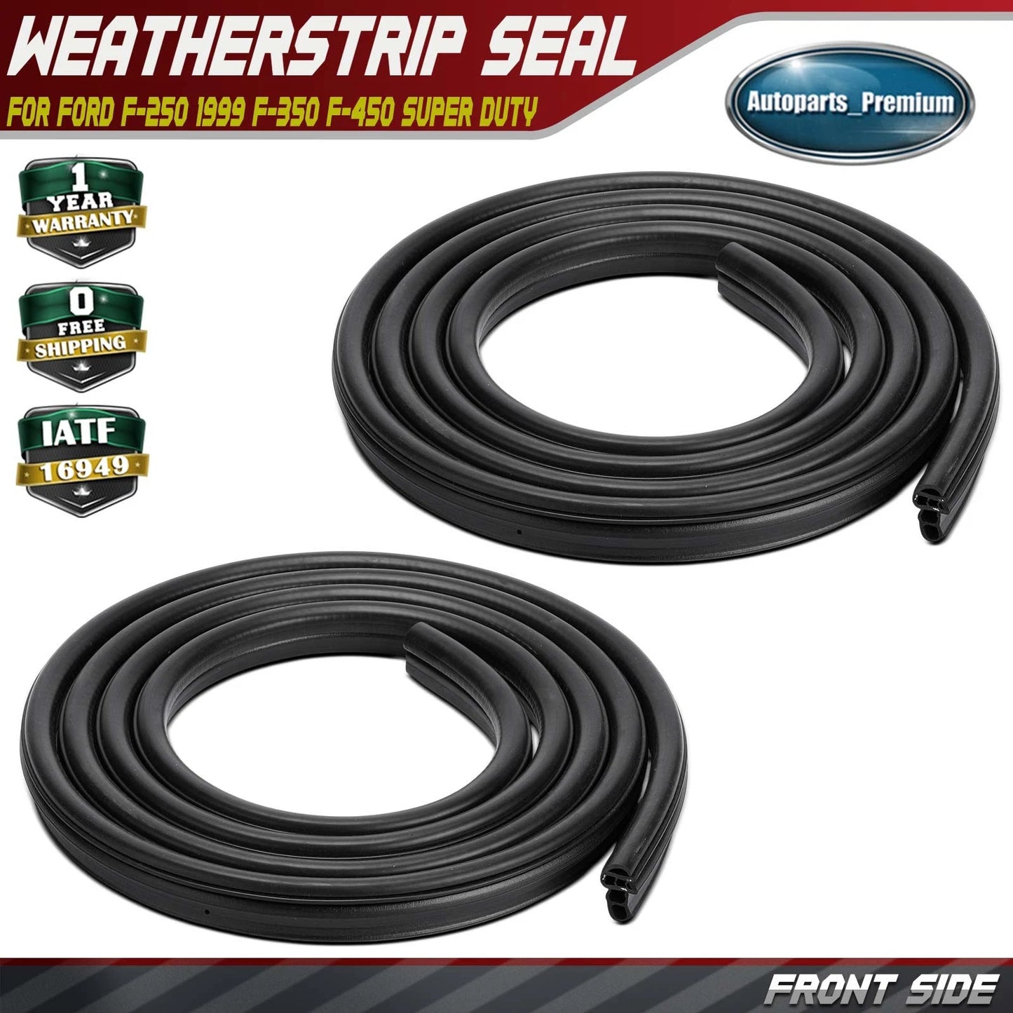 New For 1999-04 F-350 Super Duty 3C3Z2520708AA 2Pcs Front Door Weatherstrip Seal