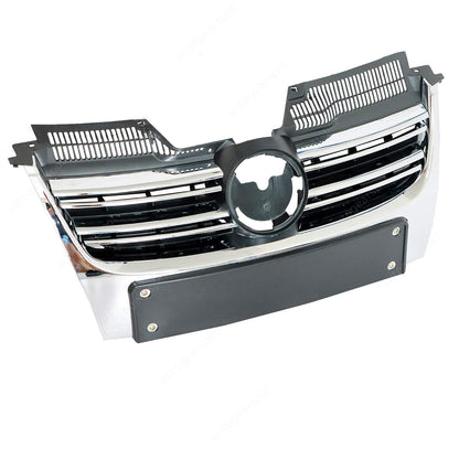 For 05-10 Volkswagen Jetta MK5 Sedan Front Upper Grille Grill Black&Chrome Trim
