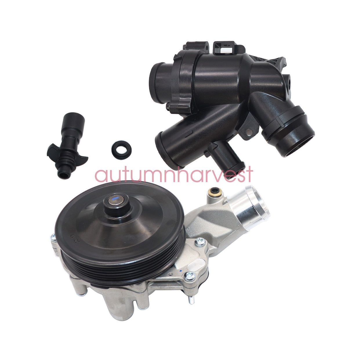 Coolant Water Pump + Thermostat + Connector Kit for Jaguar Land Rover 5.0L V8