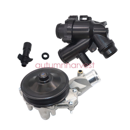 Coolant Water Pump + Thermostat + Connector Kit for Jaguar Land Rover 5.0L V8