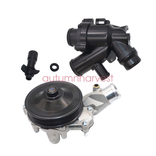 Coolant Water Pump + Thermostat + Connector Kit for Jaguar Land Rover 5.0L V8