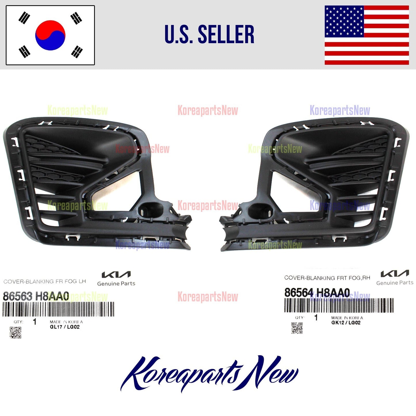 For 2021 2022 2023 Kia Rio Front Left & Right Side Bumper Fog Light Blank Cover