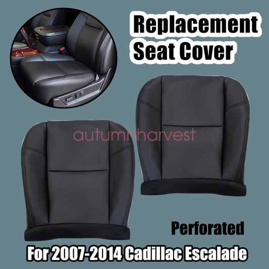 For 2007 08-2013 Cadillac Escalade Driver Passenger Bottom AC Leather Seat Cover