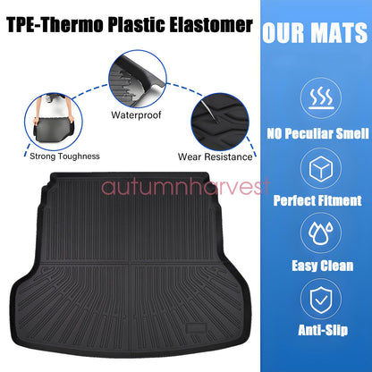TPE Rear Cargo Trunk Liner Cover Floor Mat For 2019-2024 Kia Forte Waterproof